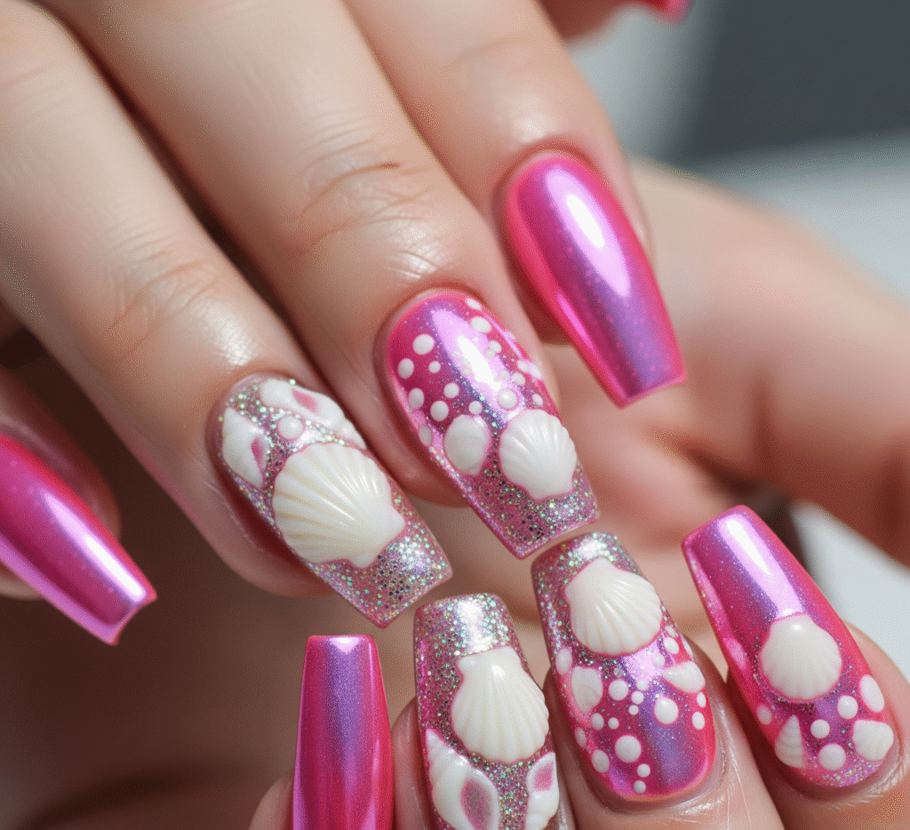 Summer 2025 Nail Trends: Seashells, Chrome & Aura Nails